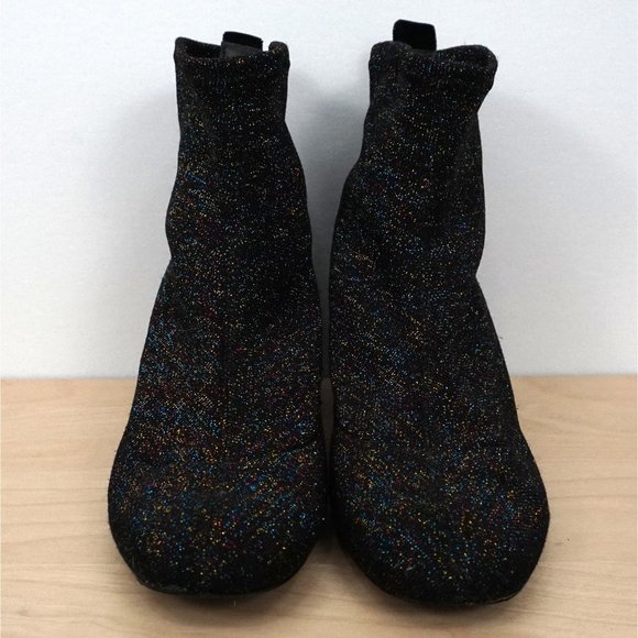 ZARA TRAFALUC Black Multicolor Metallic Stretch High Heel Ankle Boots 38 US 7.5 - Picture 4 of 8